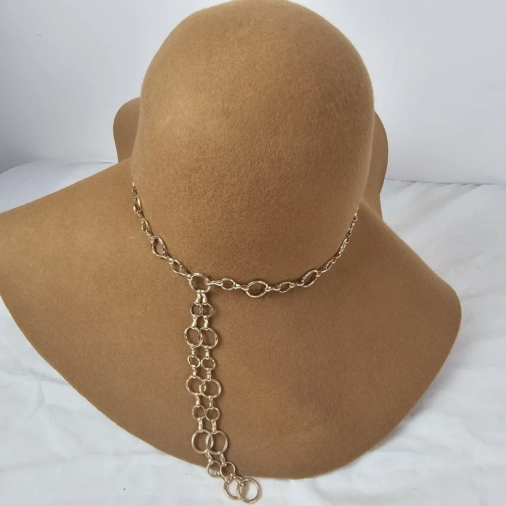 Lulu's NWT Floppy Hat Womens Chain Band 100% Wool One Size Boho Festival Brown